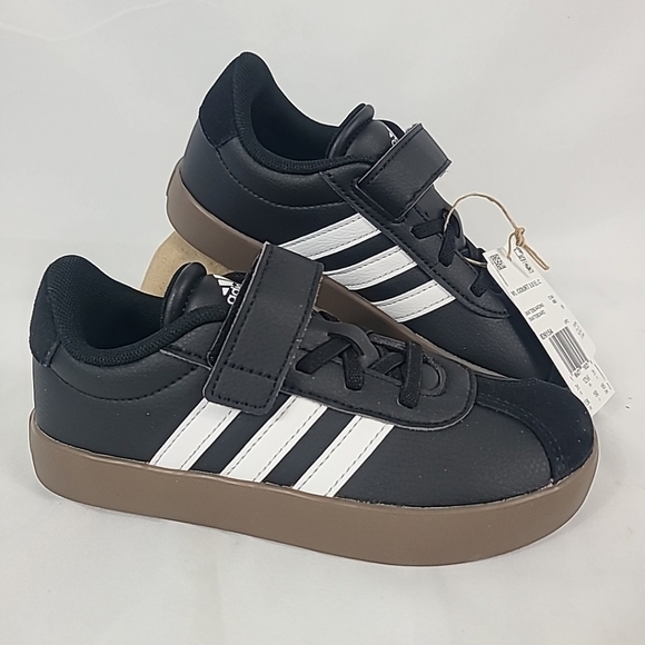 NEW Adidas VL Court 3.0 EL C Kids Sz 13k Black White ID9154 NIB